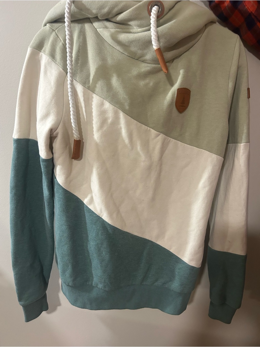 Wanakome Colorblock Hoodie in Sage, Teal & Cream